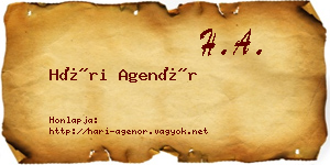 Hári Agenór névjegykártya